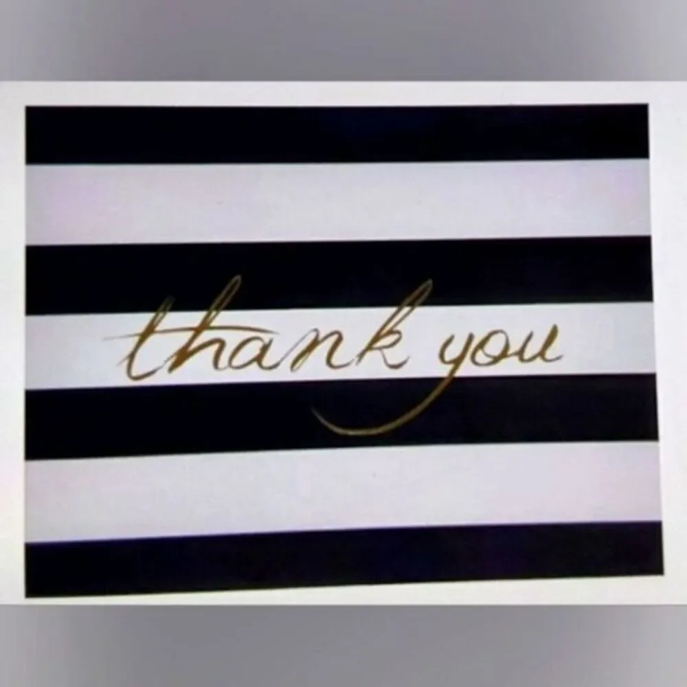 NWT Blank Striped‎ Thank You Cards- 96 Pack, 6 Designs
